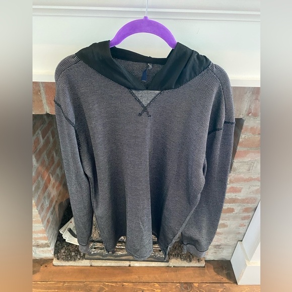 Mens Amongst Others American Legacy Black Grey Textured Pullover Hoodie Large​ - Picture 1 of 6